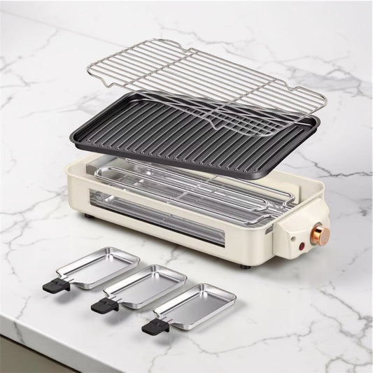 1500W Indoor Electric Smokeless BBQ Grill with Non-Stick Coating Stainless Steel Grilling Universal Griddle for Home Korean BBQ Multi-Function Cooking