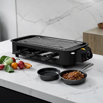 1500W Indoor Electric Smokeless BBQ Grill with Non-Stick Coating Stainless Steel Grilling Universal Griddle for Home Korean BBQ Multi-Function Cooking